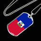 Haiti Flag Necklace Haiti Flag Stainless Steel or 18k Gold Dog Tag 24" - Express Your Love Gifts