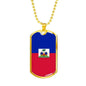 Haiti Flag Necklace Haiti Flag Stainless Steel or 18k Gold Dog Tag 24" - Express Your Love Gifts