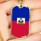 Haiti Flag Necklace Haiti Flag Stainless Steel or 18k Gold Dog Tag 24" - Express Your Love Gifts