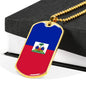 Haiti Flag Necklace Haiti Flag Stainless Steel or 18k Gold Dog Tag 24" - Express Your Love Gifts