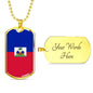 Haiti Flag Necklace Haiti Flag Stainless Steel or 18k Gold Dog Tag 24" - Express Your Love Gifts