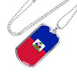 Haiti Flag Necklace Haiti Flag Stainless Steel or 18k Gold Dog Tag 24" - Express Your Love Gifts