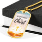 Happiness Is Christ Psalm Necklace Stainless Steel or 18k Gold Dog Tag 24" Chain-Express Your Love Gifts