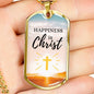 Happiness Is Christ Psalm Necklace Stainless Steel or 18k Gold Dog Tag 24" Chain-Express Your Love Gifts