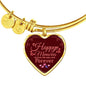 Happy Memories Stainless Steel or 18k Gold Heart Bangle Bracelet - Express Your Love Gifts