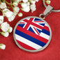 Hawaii State Flag Necklace Stainless Steel or 18k Gold Circle Pendant 18-22" - Express Your Love Gifts