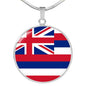 Hawaii State Flag Necklace Stainless Steel or 18k Gold Circle Pendant 18-22" - Express Your Love Gifts