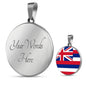 Hawaii State Flag Necklace Stainless Steel or 18k Gold Circle Pendant 18-22" - Express Your Love Gifts