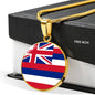 Hawaii State Flag Necklace Stainless Steel or 18k Gold Circle Pendant 18-22" - Express Your Love Gifts