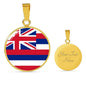 Hawaii State Flag Necklace Stainless Steel or 18k Gold Circle Pendant 18-22" - Express Your Love Gifts