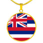 Hawaii State Flag Necklace Stainless Steel or 18k Gold Circle Pendant 18-22" - Express Your Love Gifts