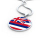 Hawaii State Flag Necklace Stainless Steel or 18k Gold Circle Pendant 18-22" - Express Your Love Gifts