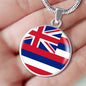 Hawaii State Flag Necklace Stainless Steel or 18k Gold Circle Pendant 18-22" - Express Your Love Gifts