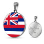 Hawaii State Flag Necklace Stainless Steel or 18k Gold Circle Pendant 18-22" - Express Your Love Gifts