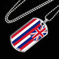 Hawaii State Flag Necklace Stainless Steel or 18k Gold Dog Tag 24" Chain - Express Your Love Gifts