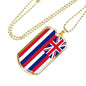 Hawaii State Flag Necklace Stainless Steel or 18k Gold Dog Tag 24" Chain - Express Your Love Gifts