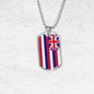 Hawaii State Flag Necklace Stainless Steel or 18k Gold Dog Tag 24" Chain - Express Your Love Gifts
