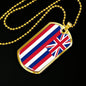 Hawaii State Flag Necklace Stainless Steel or 18k Gold Dog Tag 24" Chain - Express Your Love Gifts