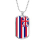 Hawaii State Flag Necklace Stainless Steel or 18k Gold Dog Tag 24" Chain - Express Your Love Gifts