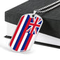 Hawaii State Flag Necklace Stainless Steel or 18k Gold Dog Tag 24" Chain - Express Your Love Gifts