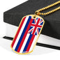 Hawaii State Flag Necklace Stainless Steel or 18k Gold Dog Tag 24" Chain - Express Your Love Gifts