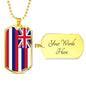Hawaii State Flag Necklace Stainless Steel or 18k Gold Dog Tag 24" Chain - Express Your Love Gifts