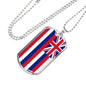 Hawaii State Flag Necklace Stainless Steel or 18k Gold Dog Tag 24" Chain - Express Your Love Gifts