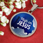 High On Jesus Circle Necklace Stainless Steel or 18k Gold 18-22" - Express Your Love Gifts