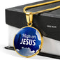 High On Jesus Circle Necklace Stainless Steel or 18k Gold 18-22" - Express Your Love Gifts