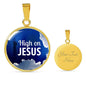 High On Jesus Circle Necklace Stainless Steel or 18k Gold 18-22" - Express Your Love Gifts