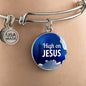 High On Jesus Stainless Steel or 18k Gold Chistian Circle Bangle Bracelet - Express Your Love Gifts