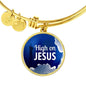 High On Jesus Stainless Steel or 18k Gold Chistian Circle Bangle Bracelet - Express Your Love Gifts