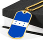 Honduran Flag Necklace Honduras Flag Stainless Steel or 18k Gold Dog Tag 24" - Express Your Love Gifts