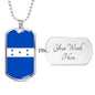 Honduran Flag Necklace Honduras Flag Stainless Steel or 18k Gold Dog Tag 24" - Express Your Love Gifts