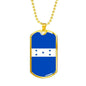 Honduran Flag Necklace Honduras Flag Stainless Steel or 18k Gold Dog Tag 24" - Express Your Love Gifts