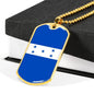 Honduran Flag Necklace Honduras Flag Stainless Steel or 18k Gold Dog Tag 24" - Express Your Love Gifts