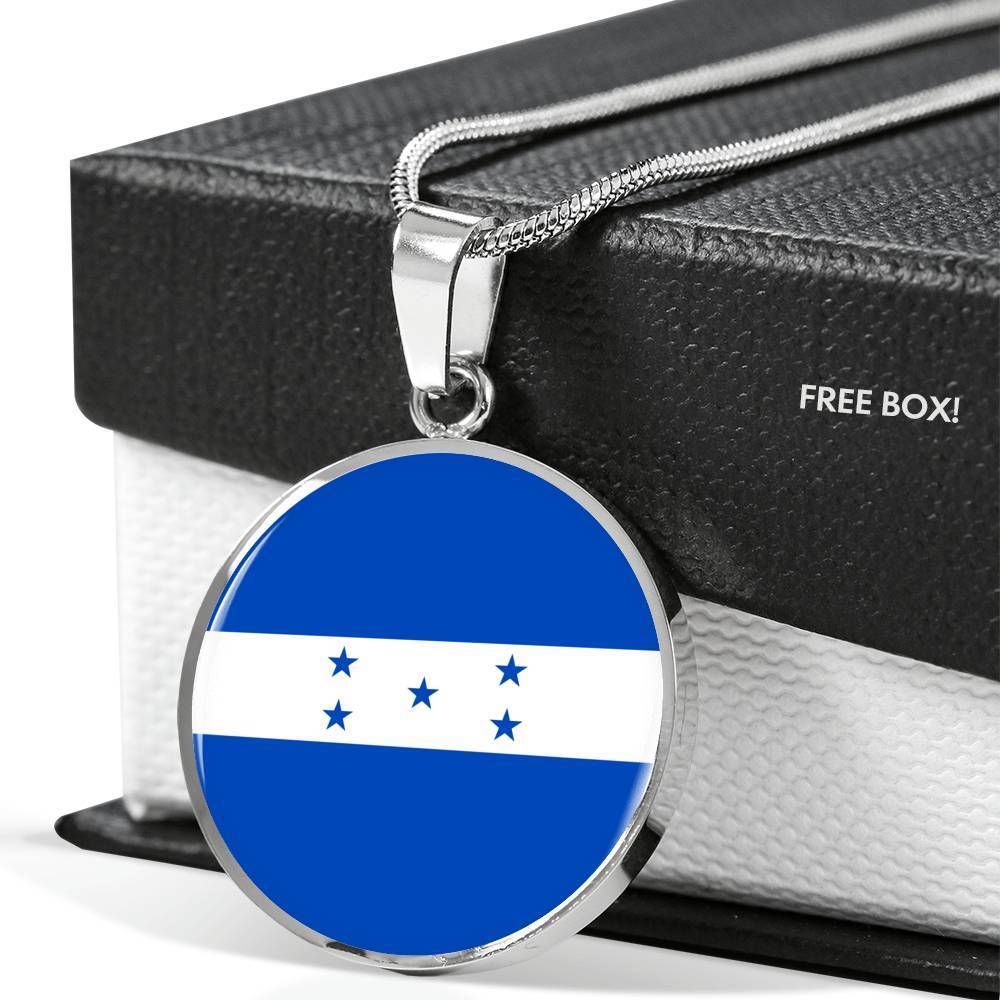 Honduras Flag Necklace Honduras Flag Stainless Steel or 18k Gold 18-22" - Express Your Love Gifts