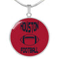 Houston Circle Pendant Football Fan Necklace Stainless Steel or 18k Gold 18-22" - Express Your Love Gifts