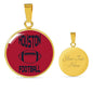Houston Circle Pendant Football Fan Necklace Stainless Steel or 18k Gold 18-22" - Express Your Love Gifts