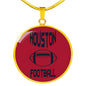 Houston Circle Pendant Football Fan Necklace Stainless Steel or 18k Gold 18-22" - Express Your Love Gifts