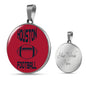 Houston Circle Pendant Football Fan Necklace Stainless Steel or 18k Gold 18-22" - Express Your Love Gifts