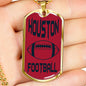 Houston Fan Necklace Dog Tag Stainless Steel or 18k Gold 24" Chain - Express Your Love Gifts