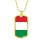 Hungary Flag Necklace Hungary Flag Stainless Steel or 18k Gold Dog Tag 24" - Express Your Love Gifts