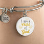 I Am A Child Of God Circle Stainless Steel or 18k Gold Bangle Bracelet - Express Your Love Gifts