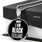 I am Black Excellence Circle Pendant Necklace Stainless Steel or 18k Gold 18-22 Black Pride - Express Your Love Gifts