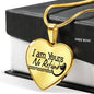 I Am Yours No Refund Necklace Stainless Steel or 18k Gold Heart Pendant 18-22" - Express Your Love Gifts