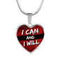 I Can And I Will Necklace Stainless Steel or 18k Gold Heart Pendant 18-22"-Express Your Love Gifts