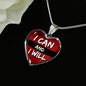 I Can And I Will Necklace Stainless Steel or 18k Gold Heart Pendant 18-22"-Express Your Love Gifts