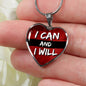 I Can And I Will Necklace Stainless Steel or 18k Gold Heart Pendant 18-22"-Express Your Love Gifts