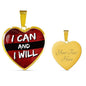 I Can And I Will Necklace Stainless Steel or 18k Gold Heart Pendant 18-22"-Express Your Love Gifts